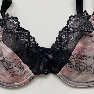 Cassandra Black and Pink Lace Bra